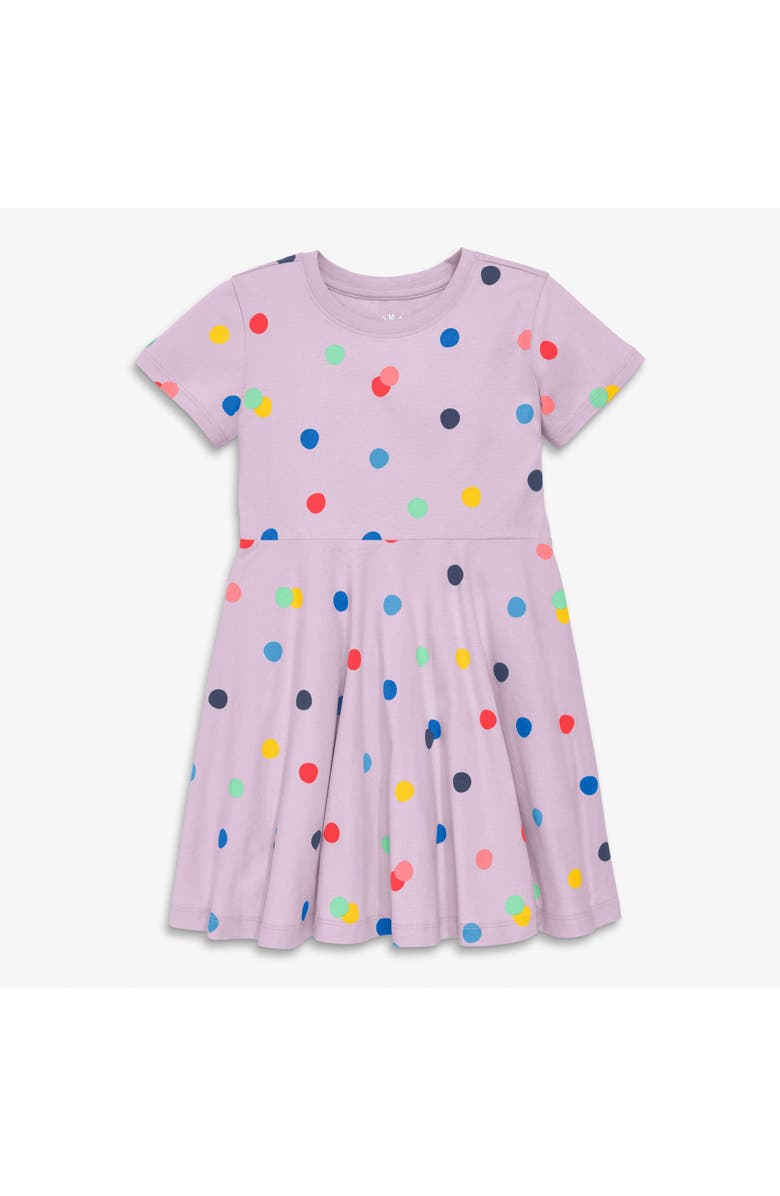Primary Kids Twirly Dress In Rainbow Confetti Dots, Main, color, Hydrangea