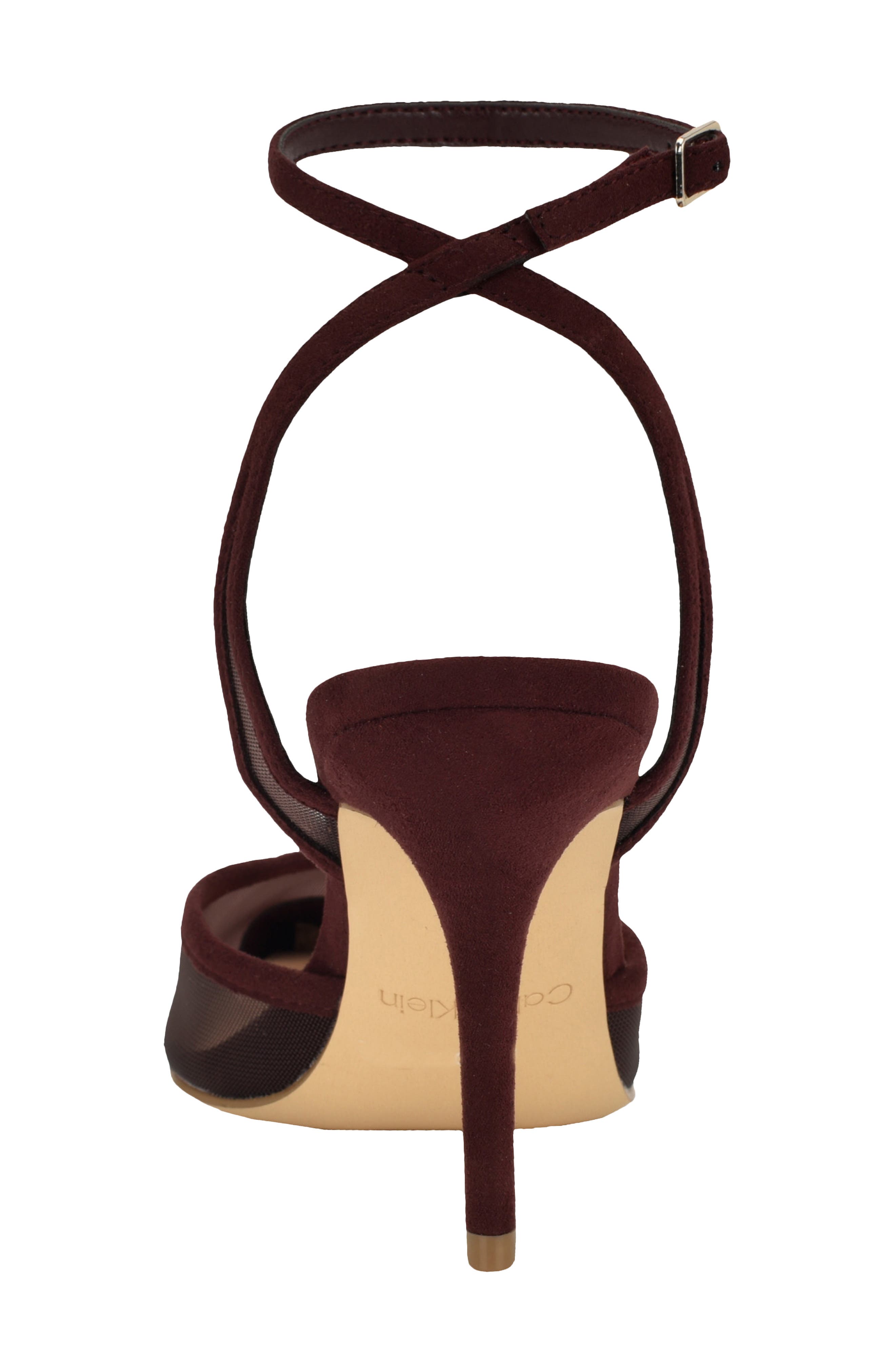Ozala Ankle Strap Pump, Alternate, color, DARK RED MESH