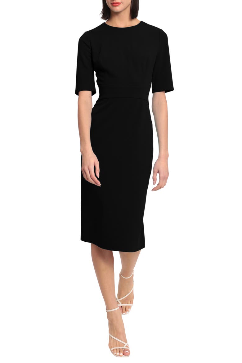 Sheath Midi Dress, Main, color, BLACK