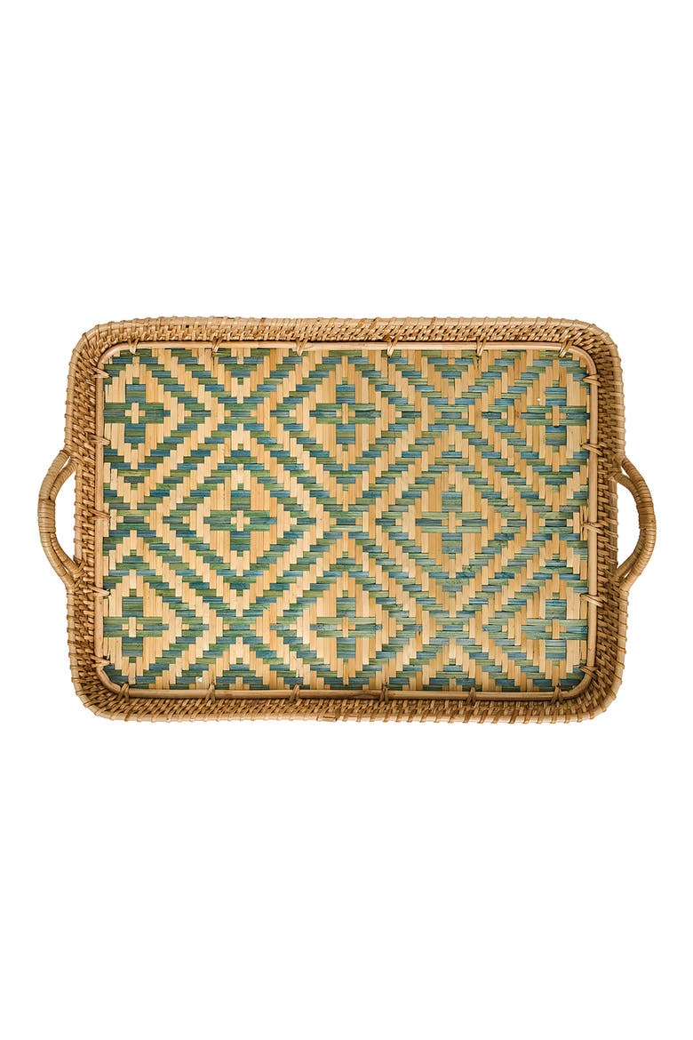 Villa Seville Wicker Tray, Main, color, CHAMBRAY