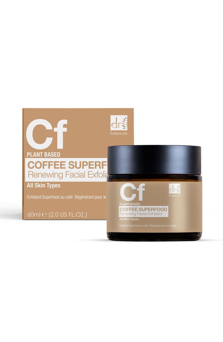 DR BOTANICALS Coffee Superfood Renewing Facial Exfoliator 60ml for Acne & Blemishes, Large Pores, Alternate, color, White
