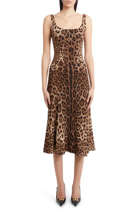 Leopard Print Cady Fit & Flare Dress