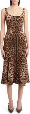 Dolce&Gabbana Leopard Print Cady Fit & Flare Dress