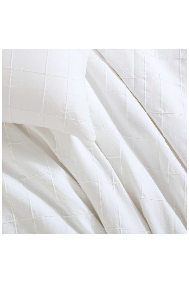 Puckered Grid Duvet Cover & Shams Set, Alternate, color, WHITE