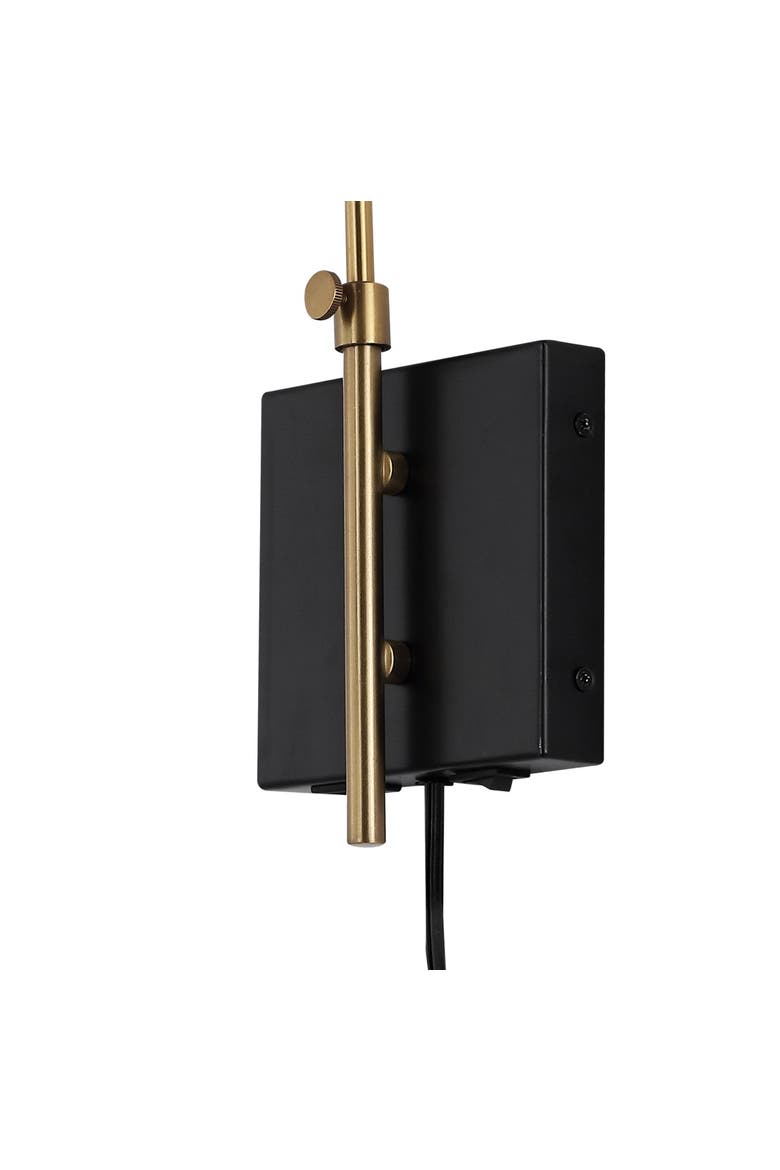 Max Swing Arm 1-Light Modern Midcentury Iron USB Charging Port LED Sconce, Alternate, color, Black