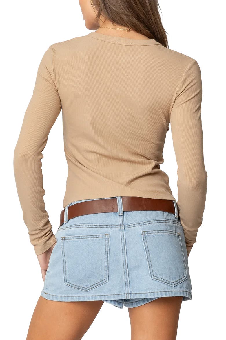 Nicky Long Sleeve Rib T-Shirt, Alternate, color, BEIGE