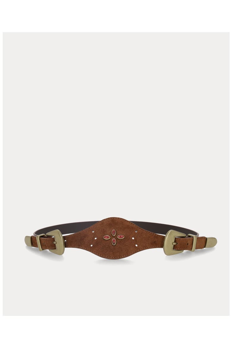 Temple Bustier Leather Belt, Main, color, Brown