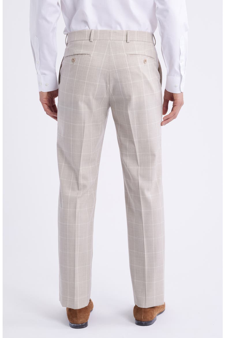 Windowpane Check Wool Dress Pants, Alternate, color, SAND