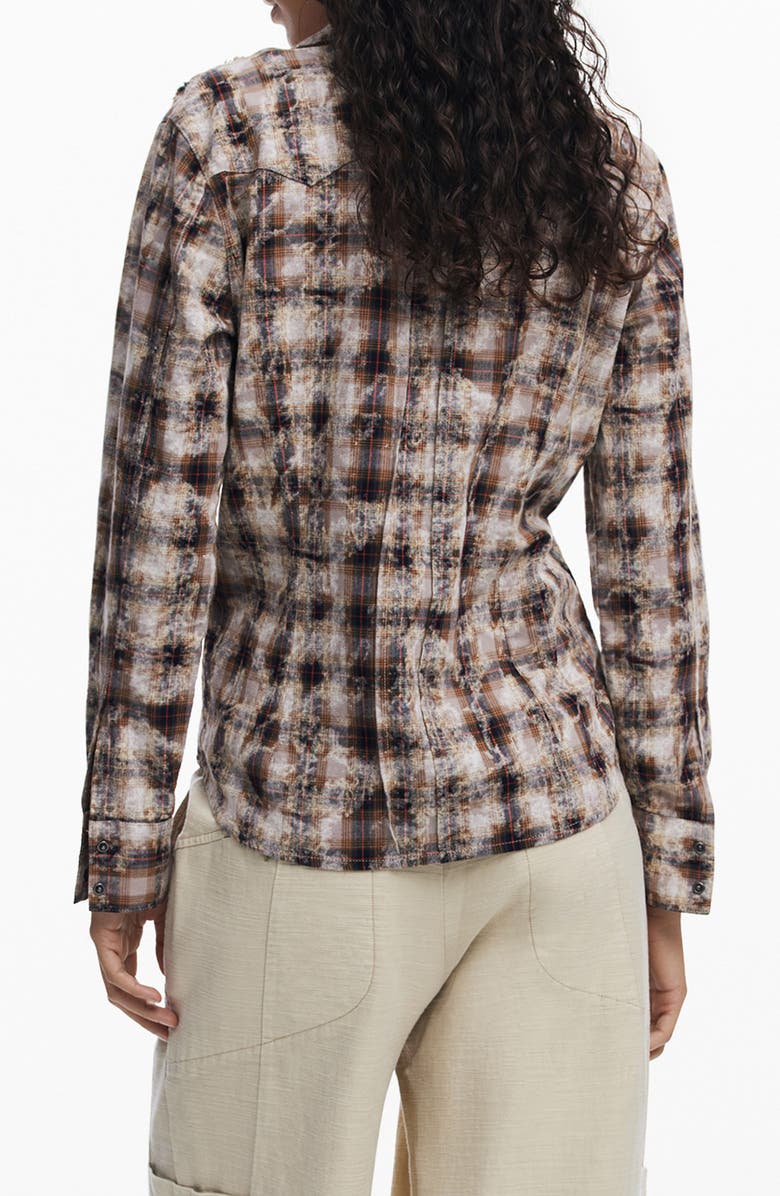Desigual Long Sleeve Button-Up Shirt, Alternate, color, Brown