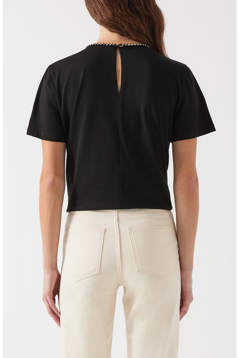Vita Braided Trim Cotton T-Shirt, Alternate, color, BLACK CREAM