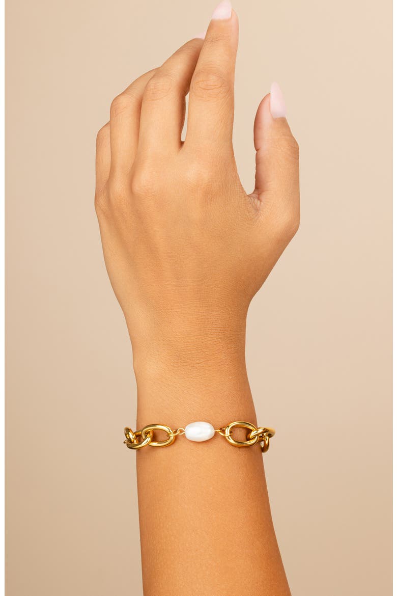 Tess Cultured Pearl Chain Bracelet, Alternate, color, GOLD