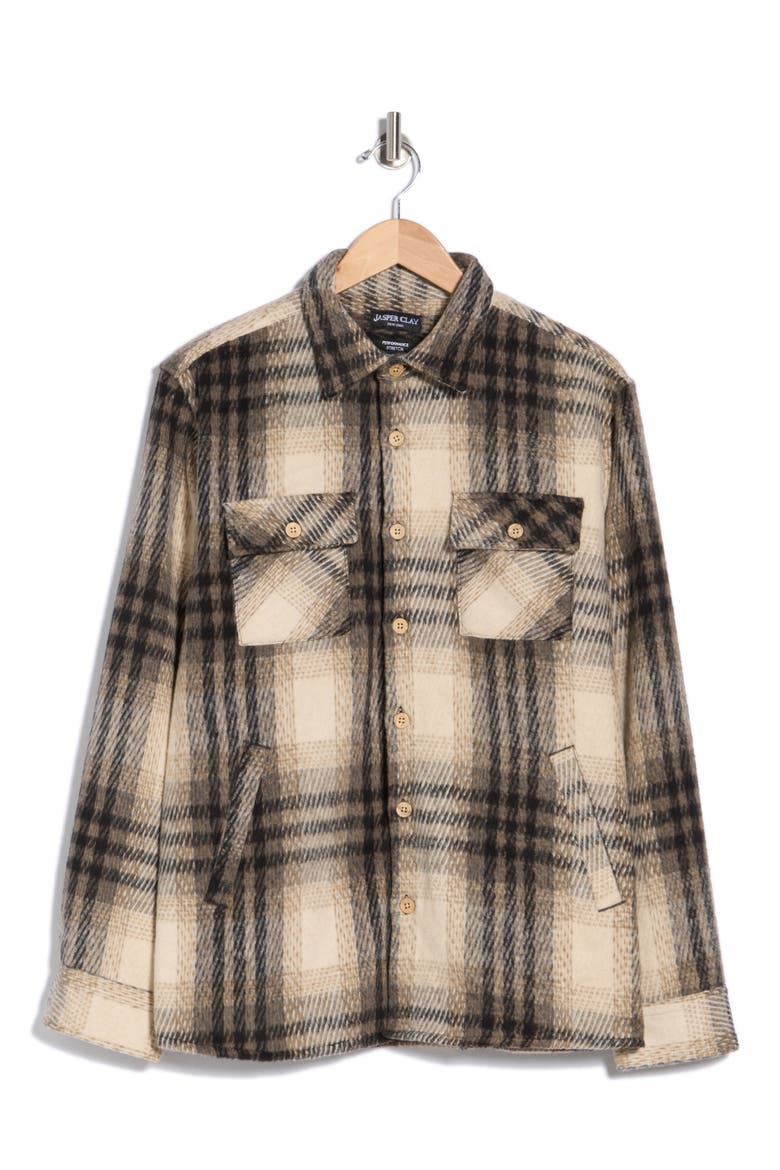 Plaid Shirt Jacket, Alternate, color, CREAM
