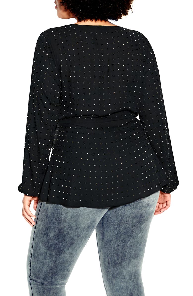 City Chic Bling Flirt Embellished Wrap Blouse, Alternate, color, 