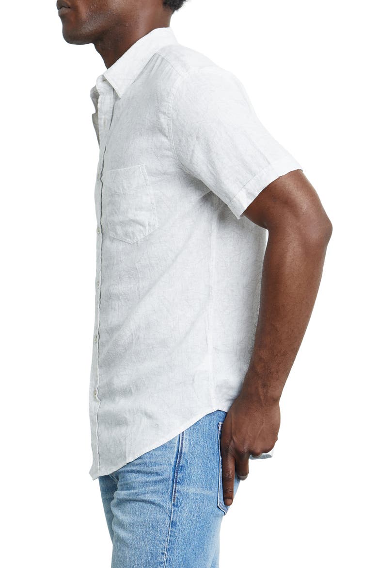 Carson Short Sleeve Linen Blend Button-Up Shirt, Alternate, color, JUNGLE JAM