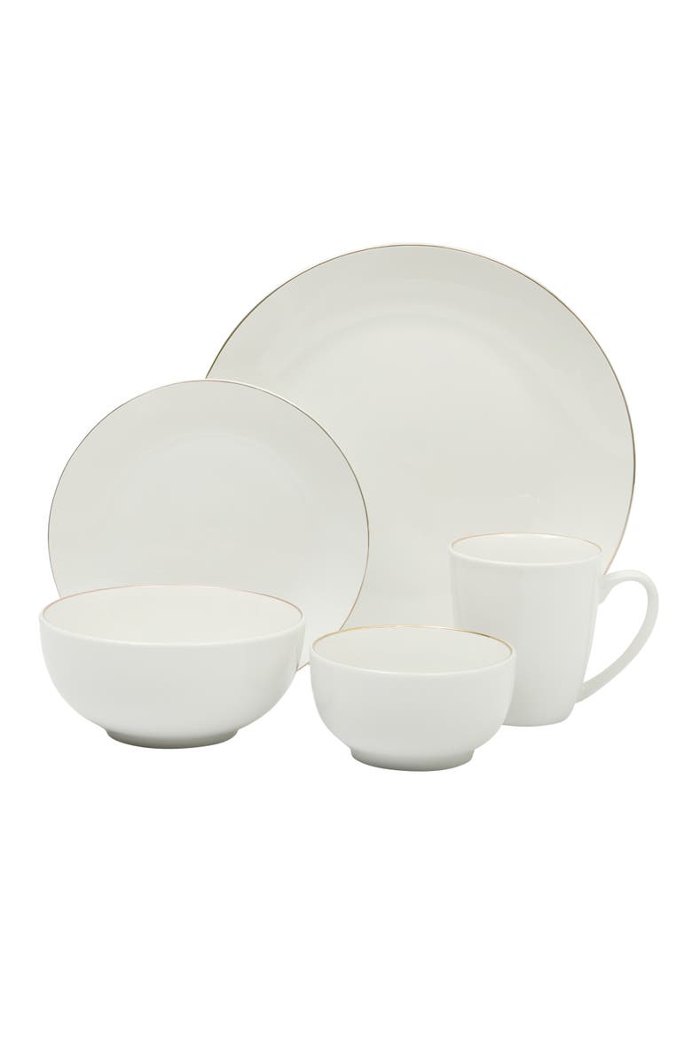 Ogalla Porcelain Plates, Bowls & Mugs Dinnerware Set, Alternate, color, White