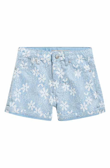 Kids' Bonded Lace Cotton Blend Denim Shorts