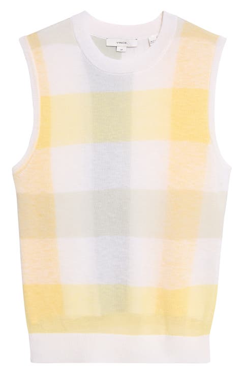 Plaid Wool Sweater Vest