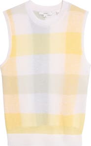 Vince Plaid Wool Sweater Vest