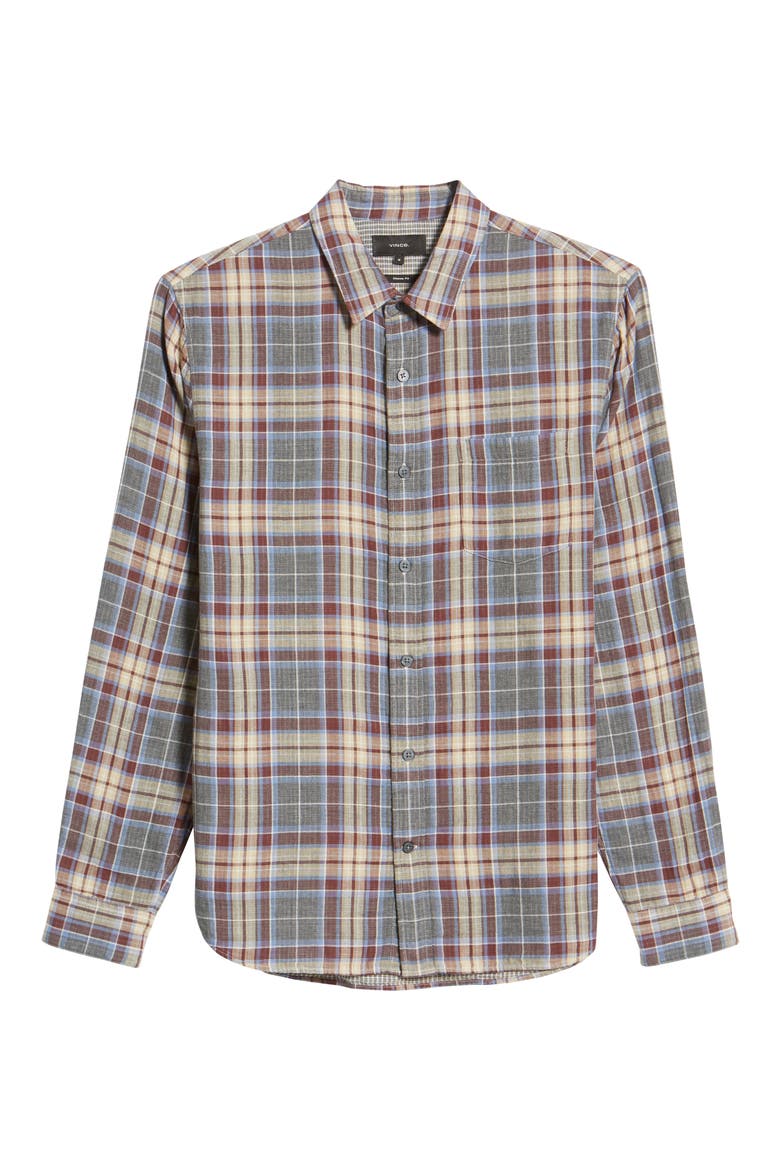 Classic Fit Double Face Cambria Plaid Shirt, Alternate, color, MED H GREY