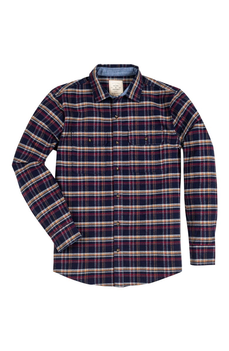 Hope & Henry Men's Organic Flannel Double Pocket Shirt, Alternate, color, Navy Autumn Plaid