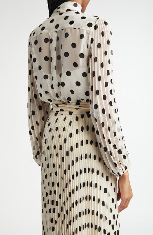 ZIMMERMANN ZIMMERMANN POLKA DOT CHIFFON TIE NECK BLOUSE