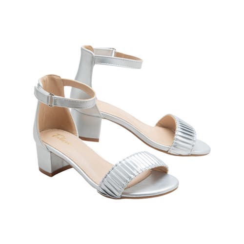 Tulleen Pleated Block-heels Sandals In Silver