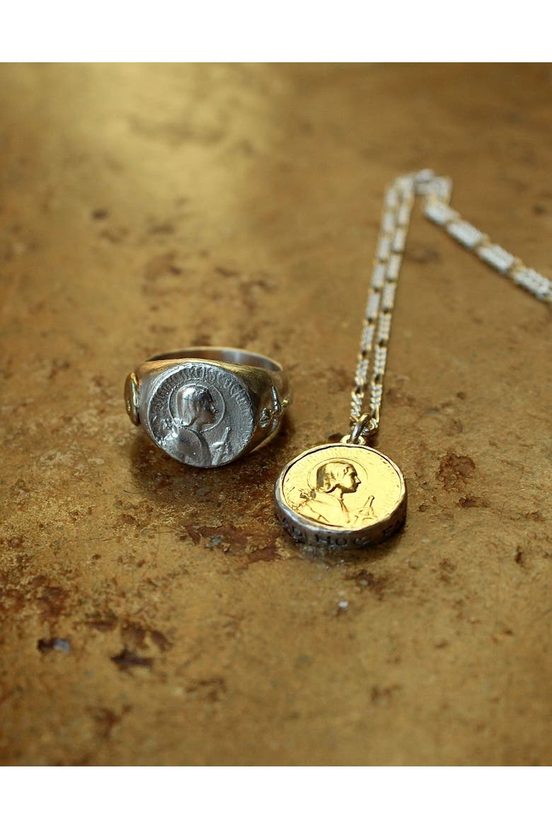 Joan Of Arc Pendant, Alternate, color, Sterling Silver with Brass