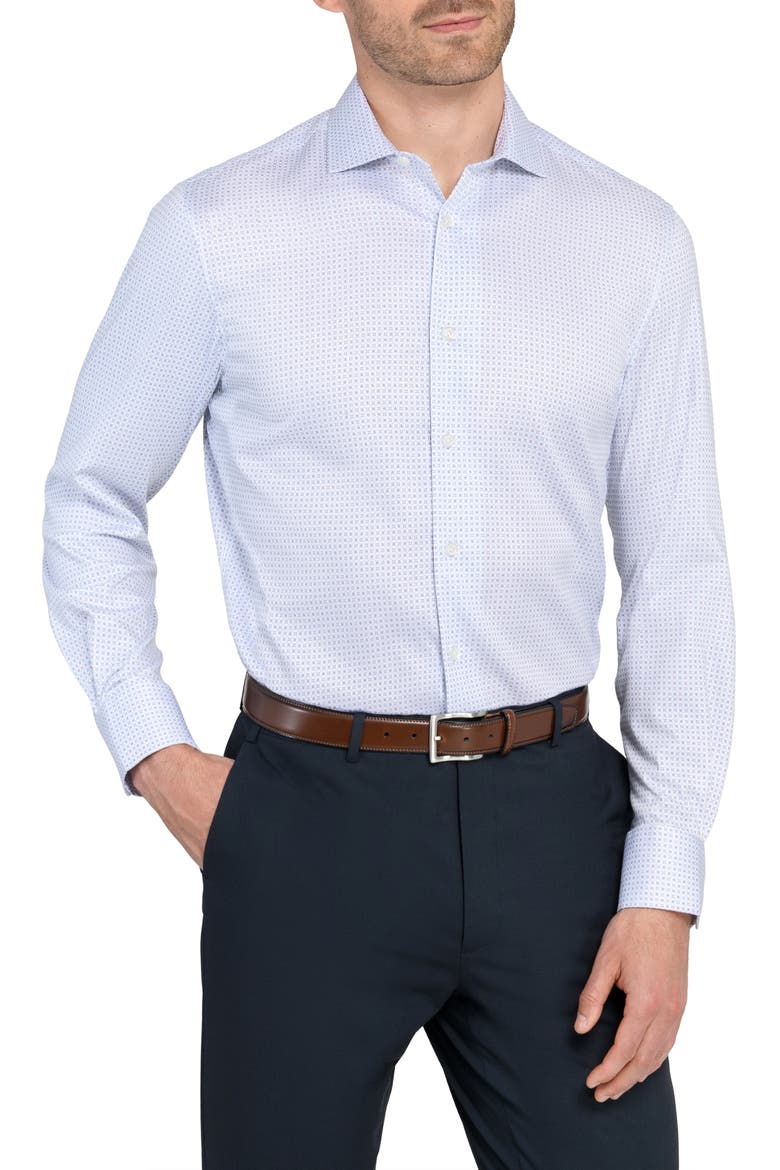 Reworked Slim Fit Cotton Dress Shirt, Main, color, WHITE/ BLUE