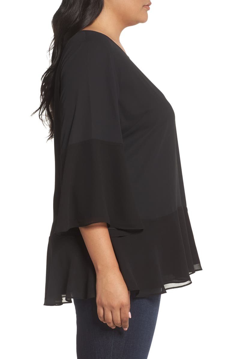 Sejour Flare Sleeve Double Layer Top, Alternate, color, 