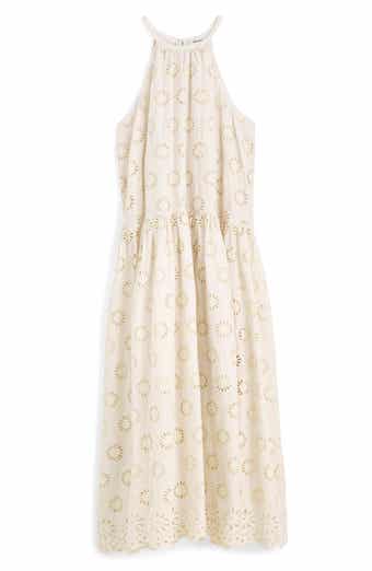Embroidered Drop Waist Maxi Dress