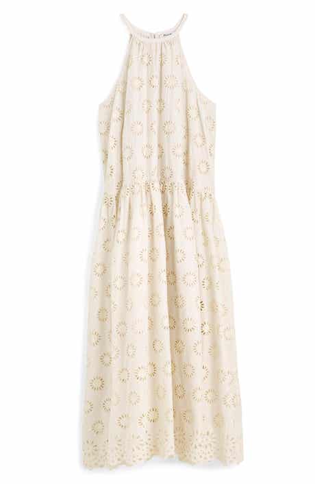 Embroidered Drop Waist Maxi Dress