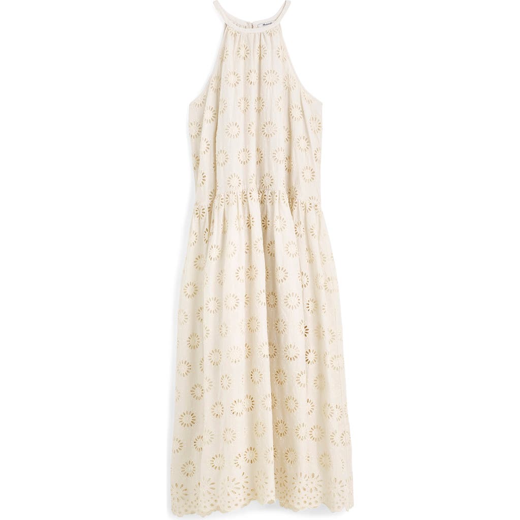 Madewell Embroidered Drop Waist Maxi Dress In Nude