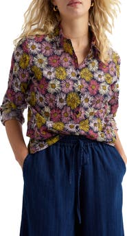 Seasalt Cornwall Larissa Crinkled Floral Organic Cotton Button-Up Shirt