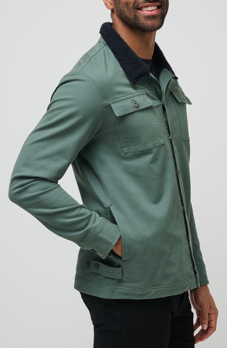 TravisMathew Cloud Denim Fleece Collar Jacket, Alternate, color, Balsam Green