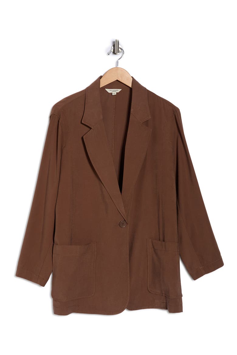 Oversize Brushed Twill Blazer, Alternate, color, ACORN