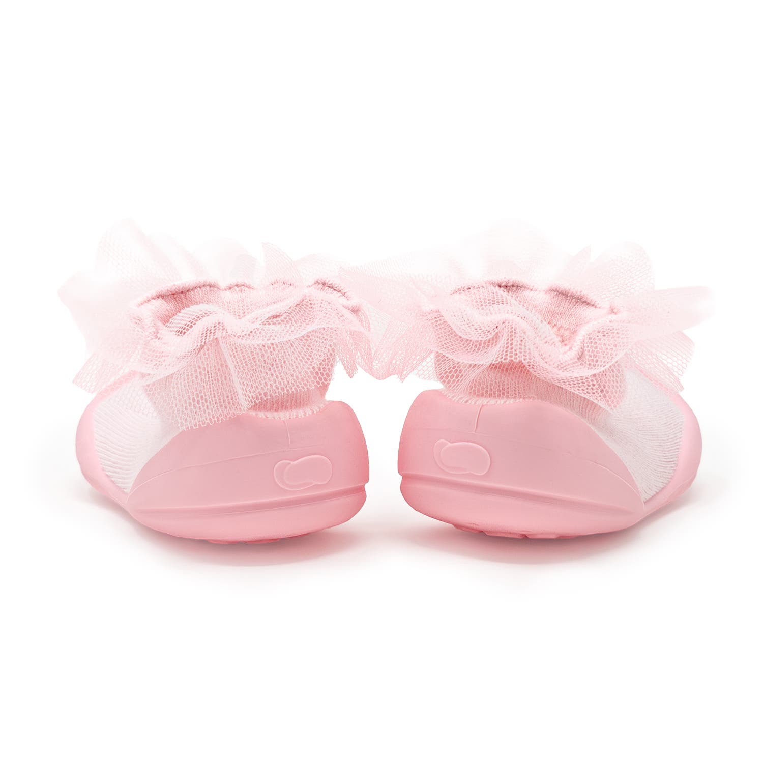 Toddler Girl Sock Shoes Tulle Trim - Beige, Alternate, color, Light Pink