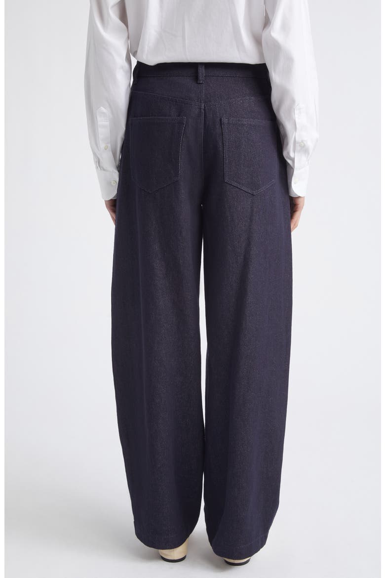 Wyatt Pleated Cotton & Linen Barrel Leg Pants, Alternate, color, NAVY