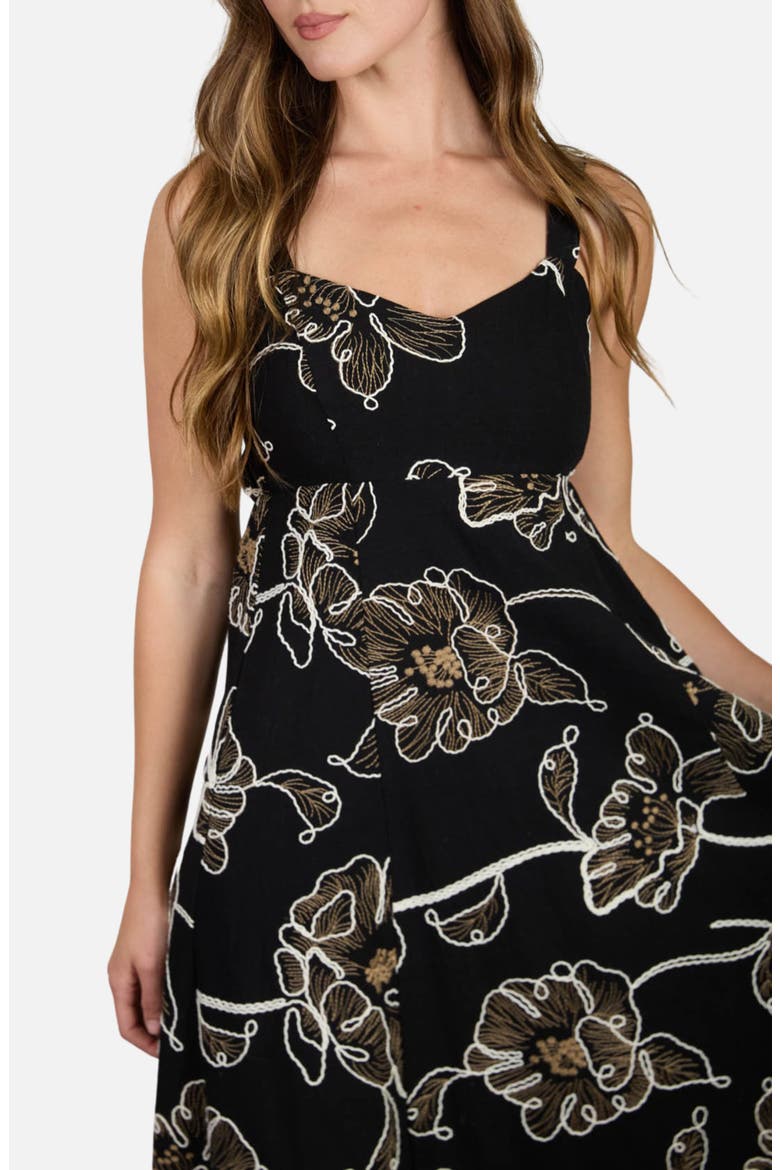 Floral Embroidered Sleeveless Maxi Dress, Alternate, color, BLACK