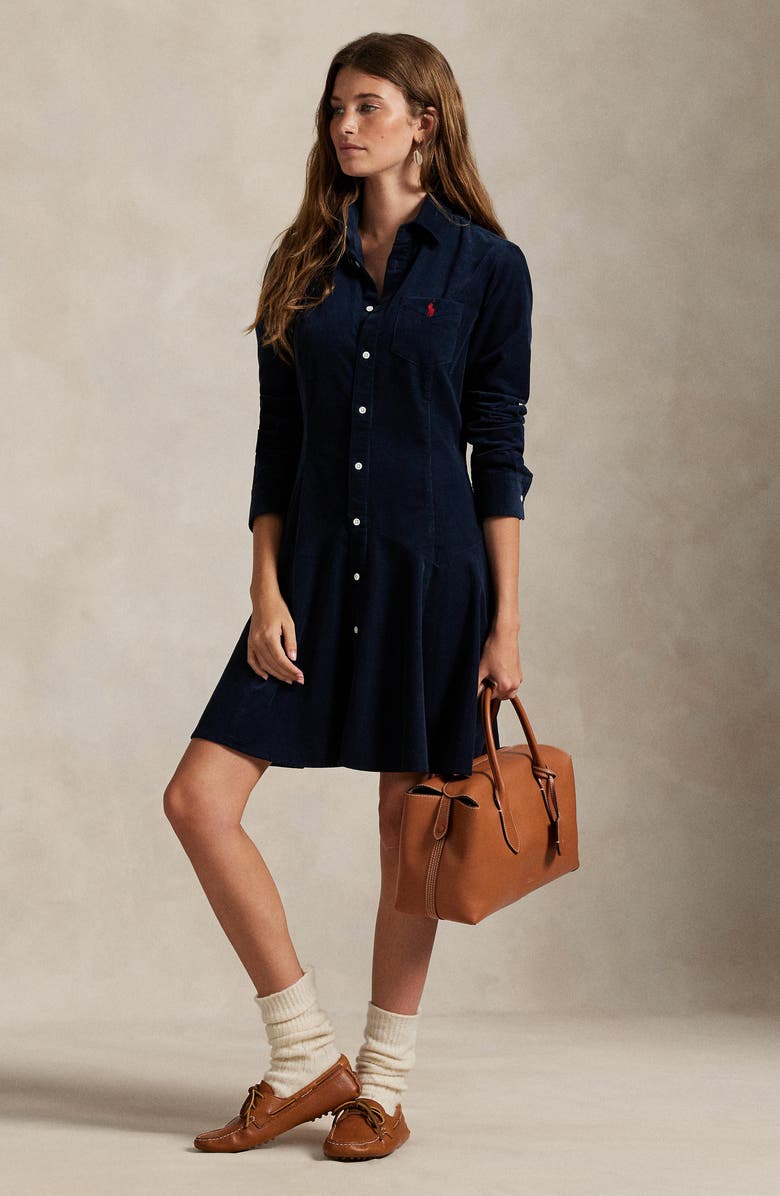 Polo Ralph Lauren Long Sleeve Corduroy Shirtdress, Alternate, color,