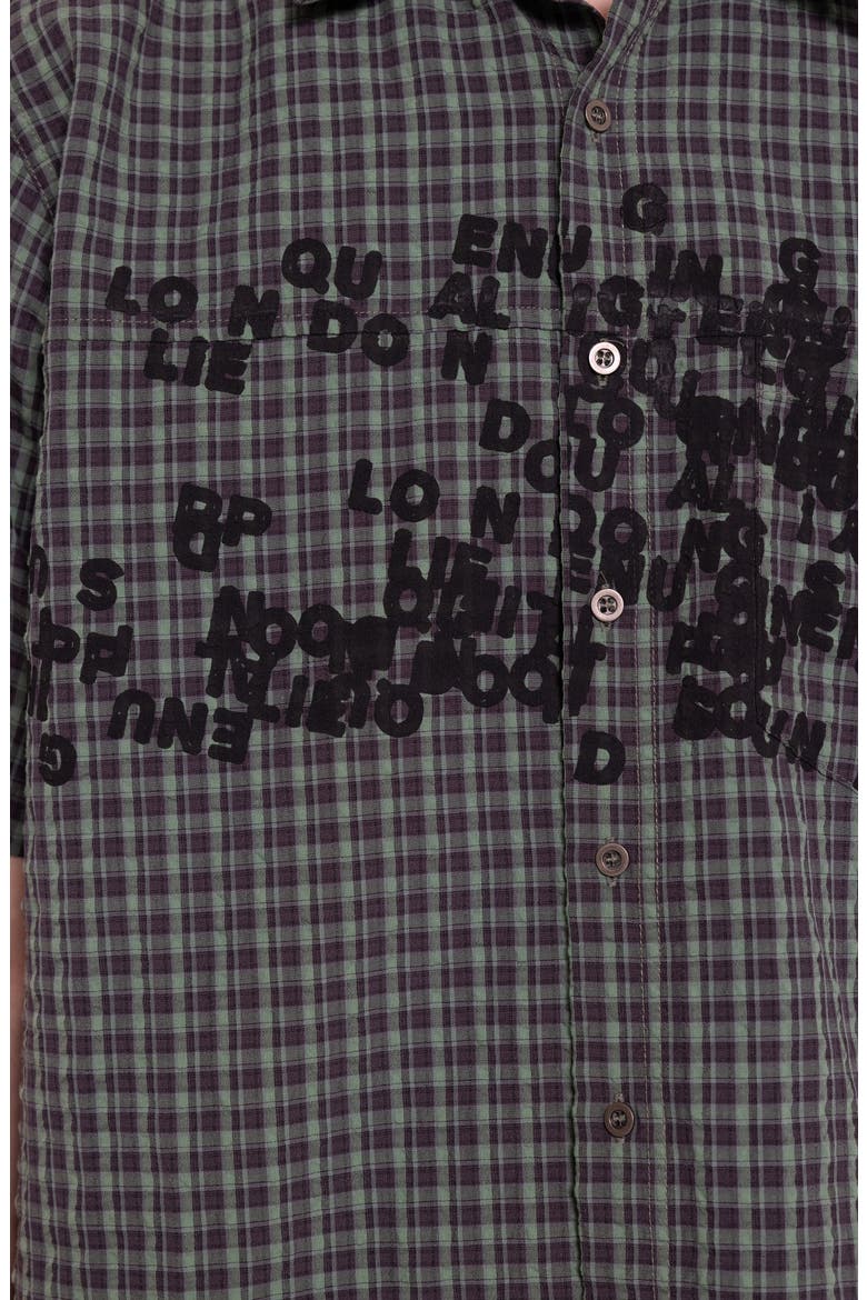 Check Oversize Cotton Button-Up Shirt, Alternate, color, GREEN