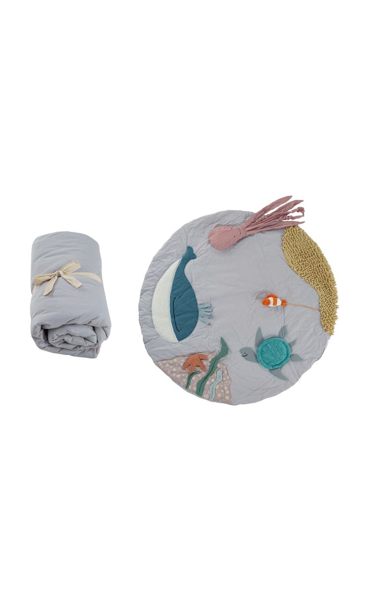 Storied Home Polyester Roll-Up Playmat with Sea Creatures, Main, color, Ivory