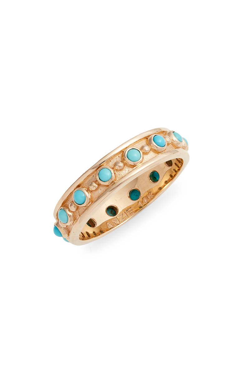 Anzie Dew Drops Marine Band Ring, Main, color, Turquoise