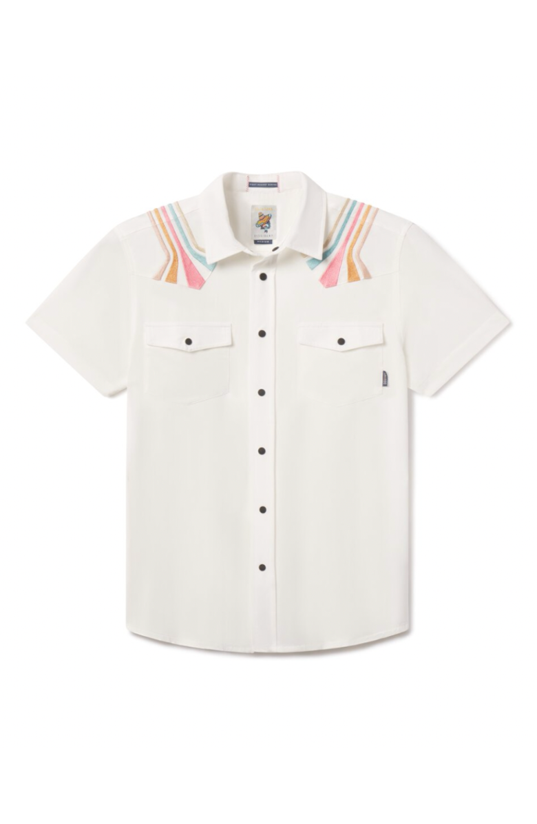 Baja Llama Retro Rays - Dissident Western Front Snap Button Up, Main, color, Cream