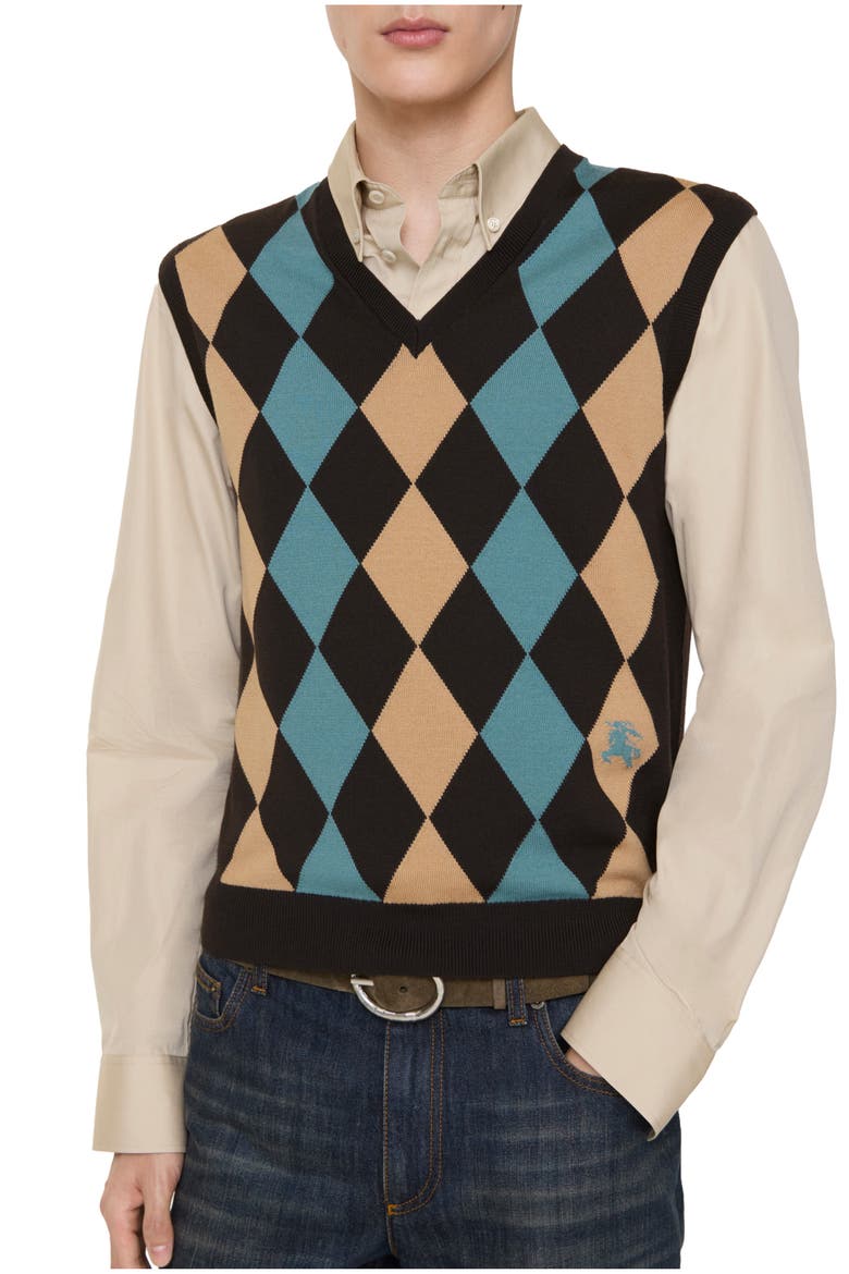 Argyle Wool Sweater Vest, Main, color, Charred brown