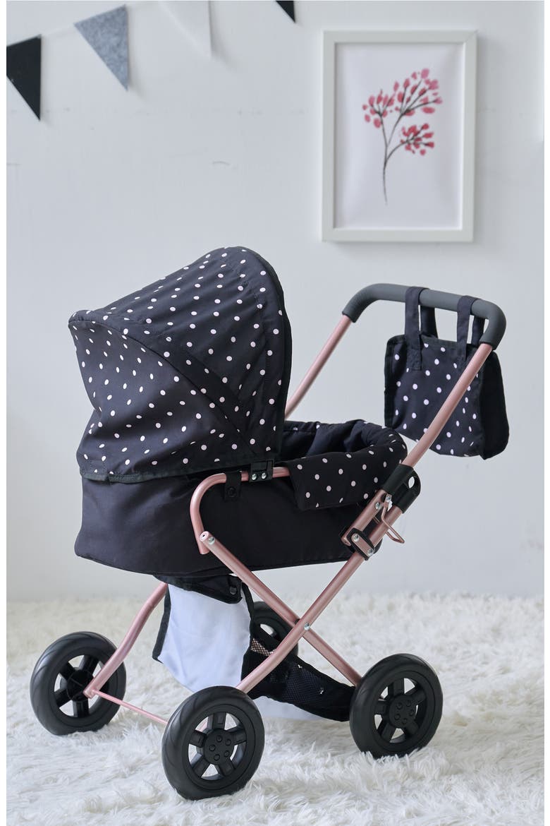 Olivia's Little World Polka Dot Convertible Baby Doll Stroller, Alternate, color, BLACK