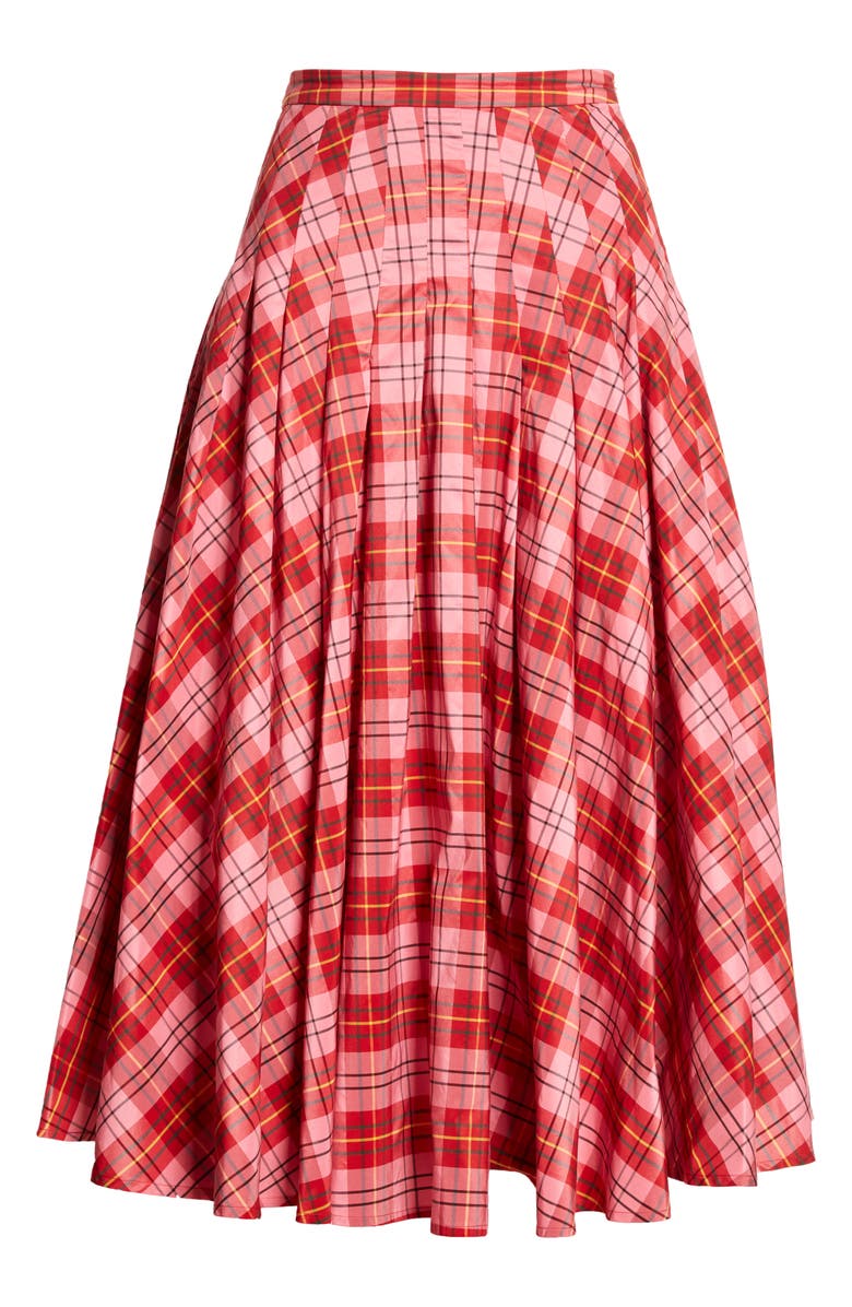 Molly Goddard Henri Tartan Pleated Skirt, Alternate, color, Pink/ Red
