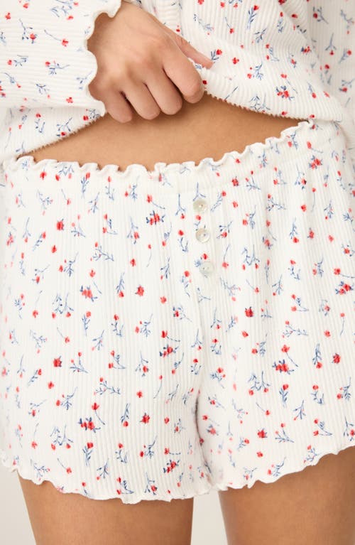 Pj Salvage La Rose Pajama Shorts In White