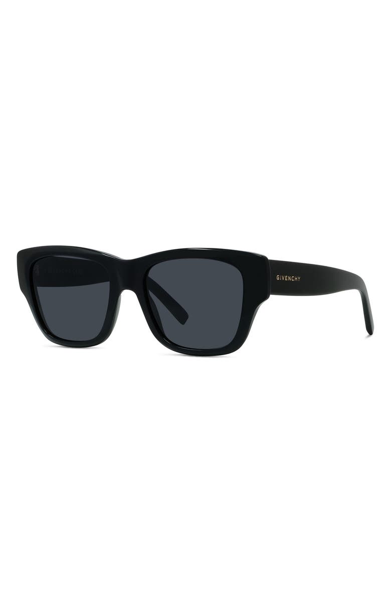 Givenchy City 53mm Geometric Sunglasses, Alternate, color, Shiny Black / Smoke