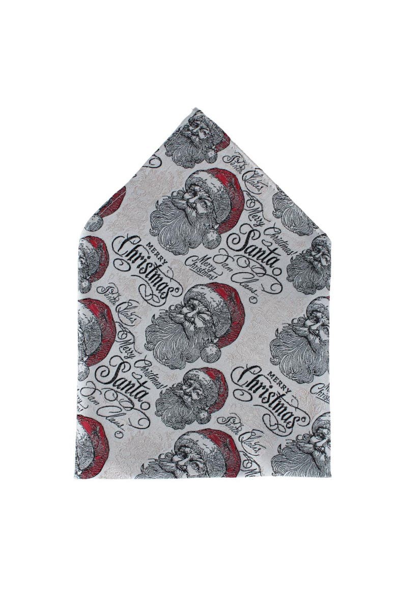 Santa Claus Is Watching Silk 12x12 Pocket Square, Main, color, Cream