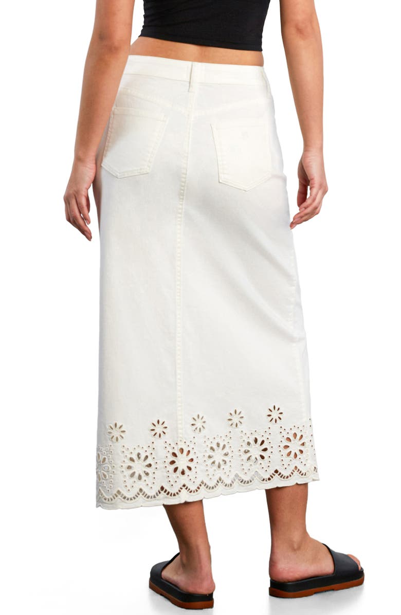 Wash Lab Denim Eyelet Maxi Denim Skirt, Alternate, color, Bright White